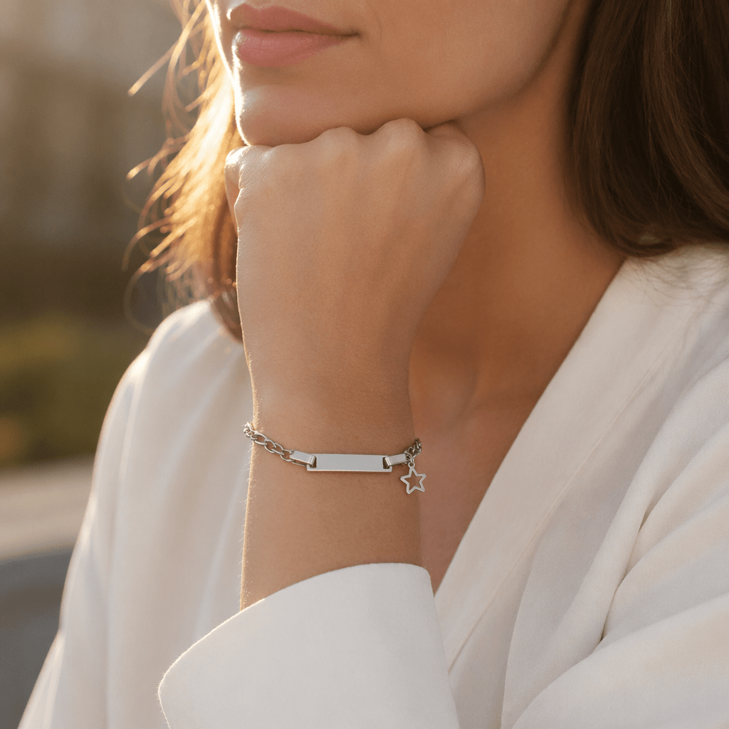 Summer Vacation Rectangle Bar Star Charm Bracelet